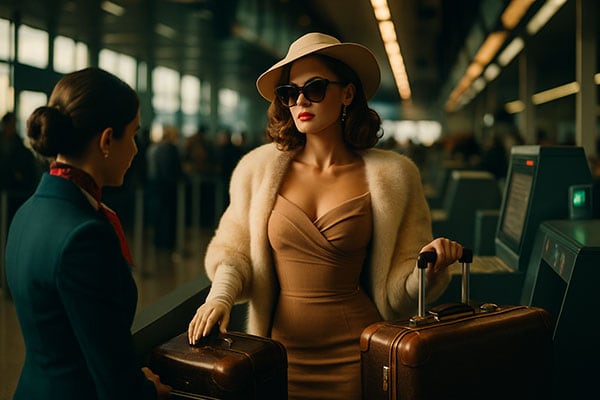 Glamorous Lady at Airport check-in