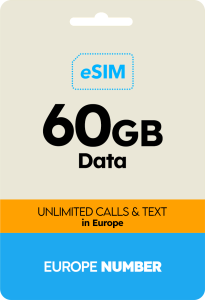 eSIM Europe Number 60GB