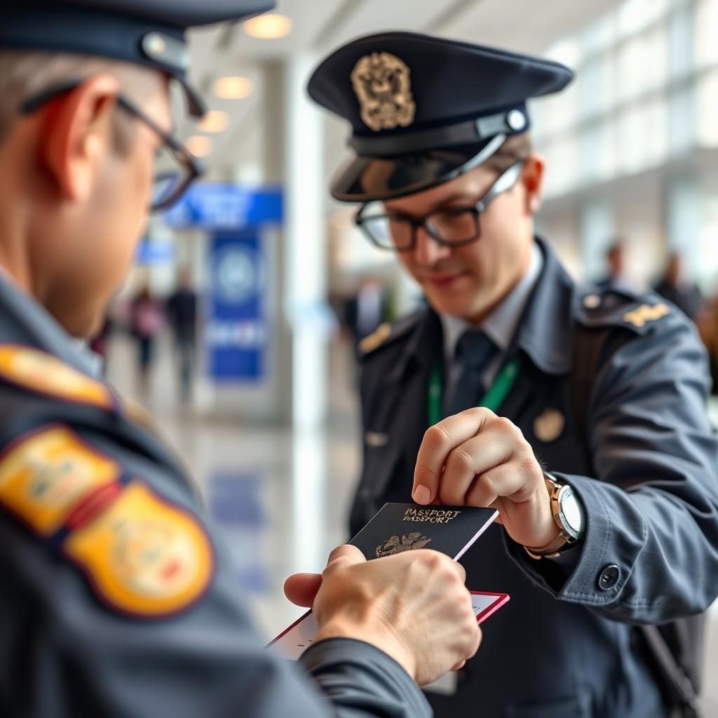 Passport control at airport security