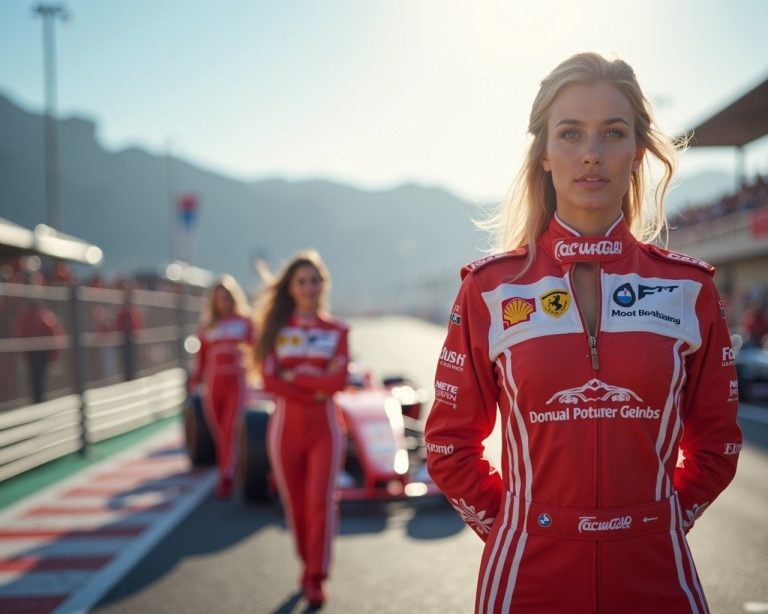 Monaco F! pit girls starting the race with a start flag for the the warm up laps
