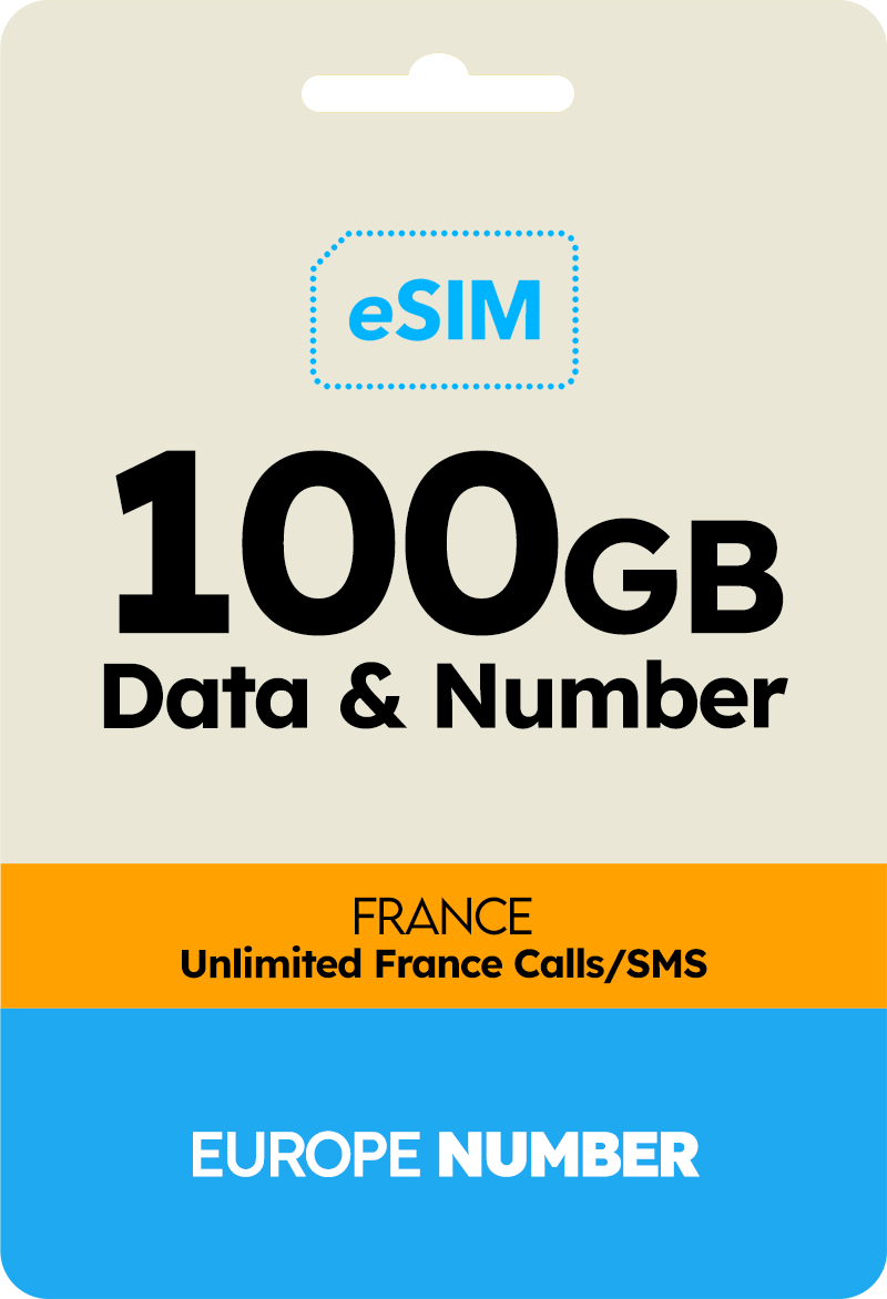 France Only eSIM 100GB + French Phone Number